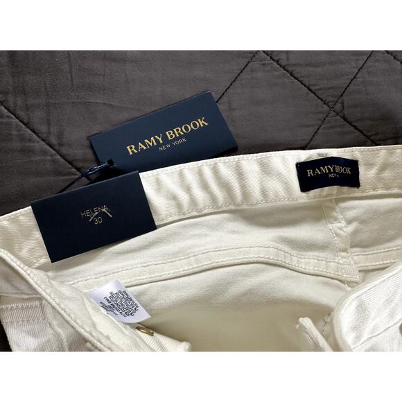 $255 Ramy Brook Helena White Jeans NEW Size 30 Cotton High Rise Flare Womens - Picture 5 of 8